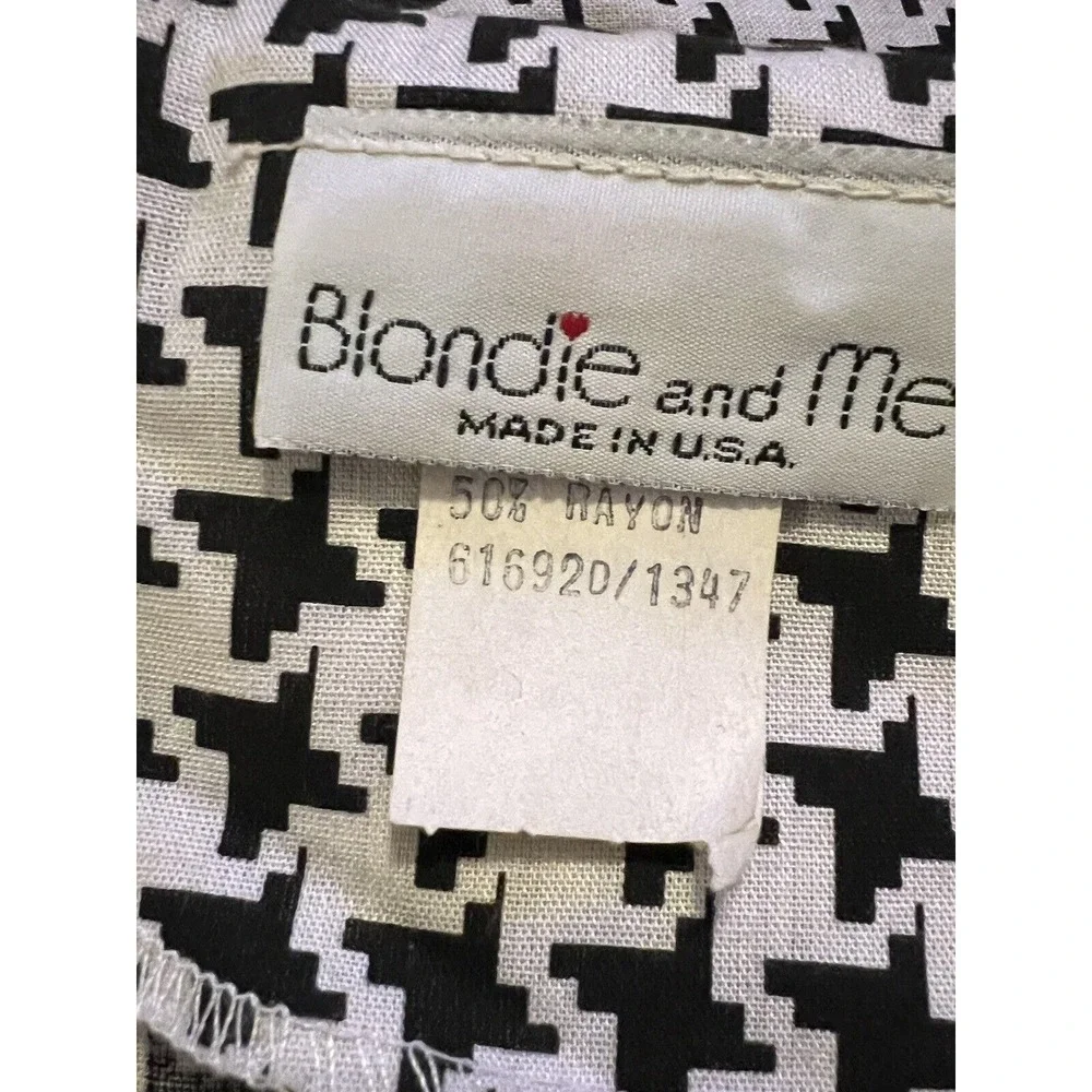 Vintage Blondie and Me Houndstooth Dress 1980s‎ Shoulder Pads Belt Size 3-4